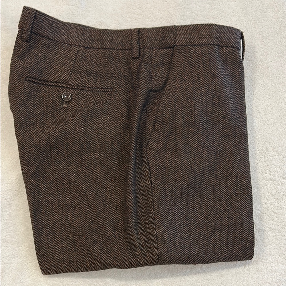 Brown Herringbone Trousers